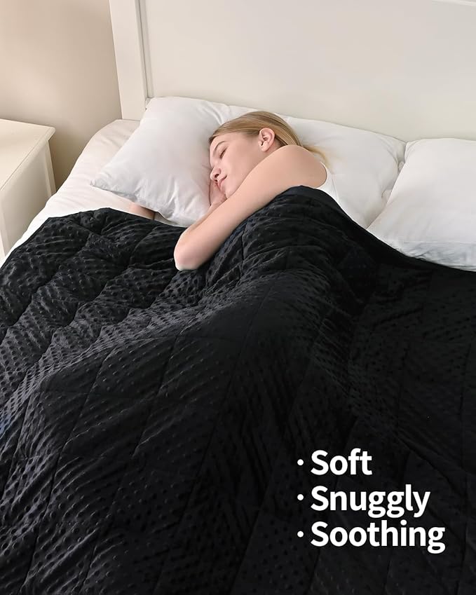Mr. Sandman Weighted Blanket for Adults, Heavy Blanket for Woman,Man Sleeping/Calm, Soft and Cozy Weighted Throw Blankets, Machine Washable, 48 x 72in, 12 lbs, Black