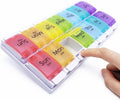 Weekly Pill Box,Portable and Removable Pill Box,Travel Pill Organizer with 14 Compartments,Moisture-proof Personal Pill Organizers