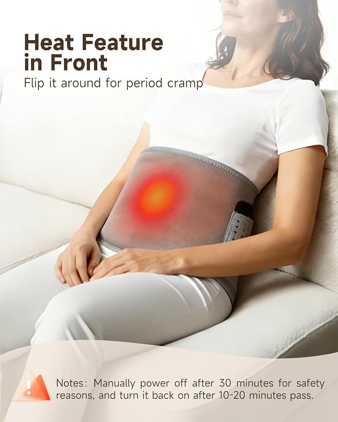 Cordless Heating Pad with Massager for Back Pain Relief, Portable Wearable Heat Belt for Lower Back 8000mAh Rechargeable Wireless Electric with 3 Heat 3 Vibration, Gifts for Women Men Mom Dad Seniors