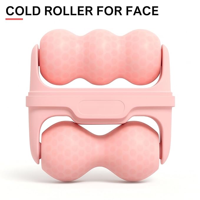 Ice Roller for Face Women 2 in 1 Face & Eye Cooling Massage Roller for Puffiness, Skin Tightening & Migraine Relief – Reusable, Portable Tool (Pink)