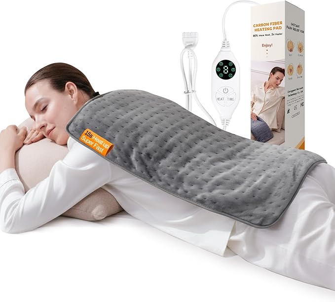High-Heat Boost & Rapid Heat-Up XL Heating Pad for Back/Neck/Shoulder Pain Relief, Electric Pad for Period Cramps/Sore Muscles, Birthday Christmas Gifts for Women,Men (Summer Night Grey, 12"x24")
