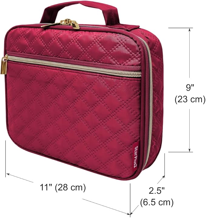 Large Travel Pill Bottle Organizer, Slim Medicine Bag, Carrier for Medications and Medical Supplies - Red Wine Ultrasonic