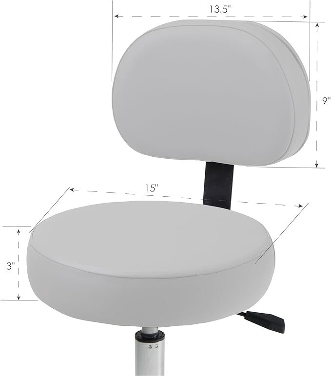 EARTHLITE Pneumatic Massage Salon Drafting Stool - No Leaking (vs. Hydraulic), Adjustable, Rolling, CFC-Free / Medical Spa Facial Chair