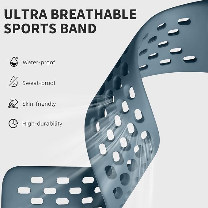 Getino Compatible Fitbit Charge Bands - Breathable Sport Strap for Women & Men, Adjustable Wristbands for Fitbit Charge 5/6, Steel Blue