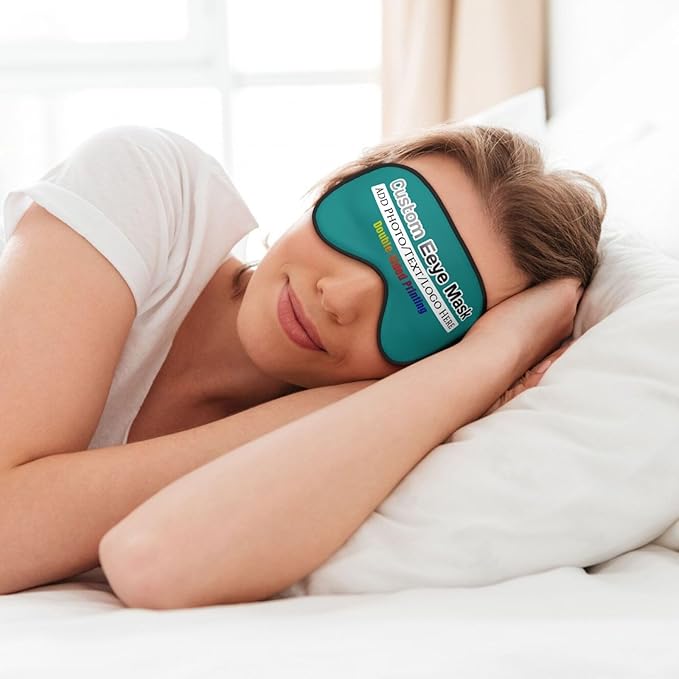 Custom Eye Mask,Add Your Image Text Personalized Sleep Shade Soft Blindfold Eyemask Blackout Eye Cover with Adjustable Strap for Sleep,Travel,Nap Tropical Blue