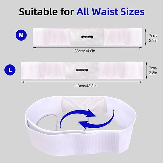 Urine Test Complete Kit with 2 to 4 oz Flexible Pouch, 43.3 Inch Concealed Stretch Belt with 5 Release Outlets, Temperature Strips, Silicone Funnel, Clamps and Plug, Reusable Storage System White