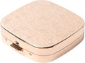 Fashion Elegant Medicine Portable Double Protection Switch Metal Travel Pill Box with Mirror (Small, 3 compartments, Gold)
