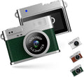 Zunate Mini Keychain Camera 1080P FHD with 32GB Card, Retro Digital Camera with 0.96 Inch Color Screen, 6 Filters, LED Flash, Portable Vintage Video Recorder for Travel Study Kids Gift (Green)