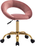DUHOME Swivel Rolling Chair, Velvet Home Office Chair Adjustable Hydraulic with Backrest for Salon Tattoo Office Massage Medical Facial Spa, Pink