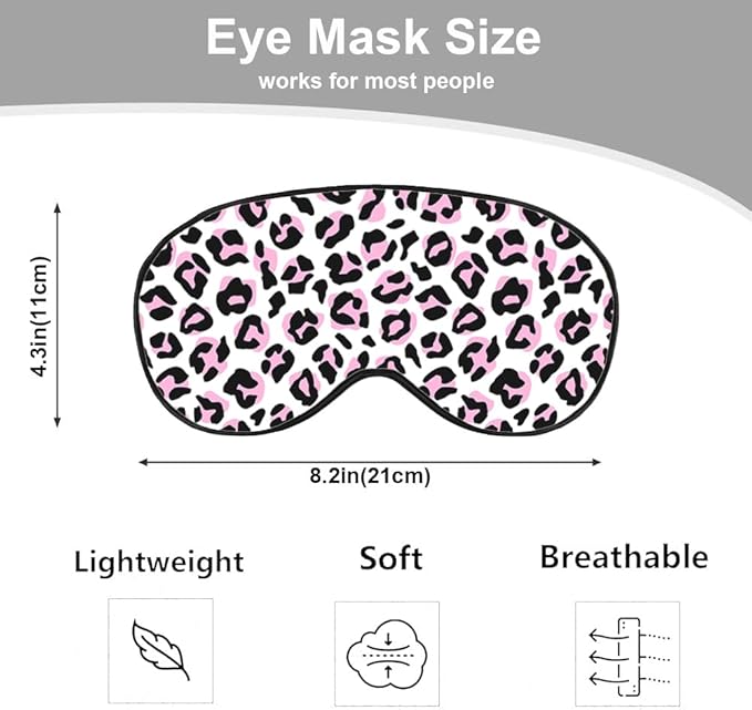 Leopard Eye Mask Sleeping Mask Pink Black Leopard Print Animal Sleep Masks Silky Soft Eye Cover for Women Men Shading Blindfold for Air Travel Sleeping