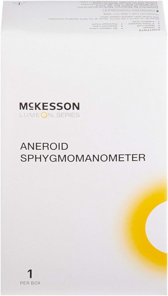 McKesson Aneroid Sphygmomanometer – Manual Blood Pressure Cuff Monitor with Carrying Case, Cuff 34-50 cm, Burgundy, 1 Count