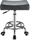 Square Salon Rolling Stool - 300lbs Weight Capacity，Adjustable Swivel Stool with Wheel，Pu Leahter Comfortable Cutting Stools for Salon Tattoo Stylist Massage Perfect for Work SPA (Grey)