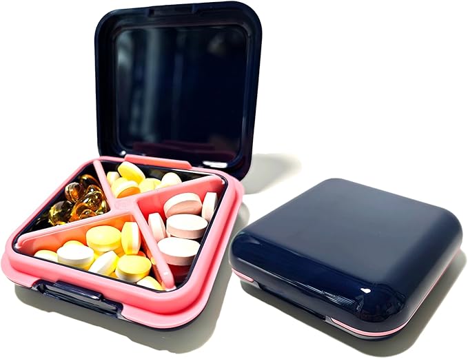 Travel Pill Organizer, Small Pill Case Organizer Daily Pill Container Medication Travel Case Pill Holder Portable Medicine Case Medicine Organizer for Pill Vitamin（Blue）