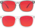 2 Packs Professional Sleep Glasses with 99.9% Blue Light Blocking Dual AR Coatings Red Lens, Computer Gaming Glasses for Men Women, Anti Fatigue & Eye Strain