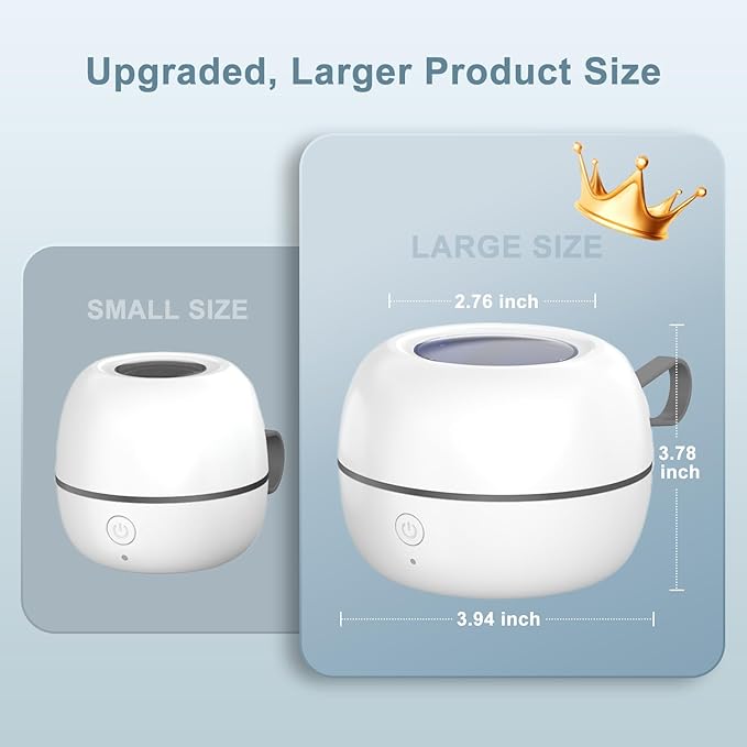 Portable Pacifier Sanitizer, UV Light Sanitizer Box, 99.99% Cleaned in 3 Minutes, 90 Disinfection Cycles, USB Rechargeable, Baby Pacifier Sanitizer On the Go (Large White)