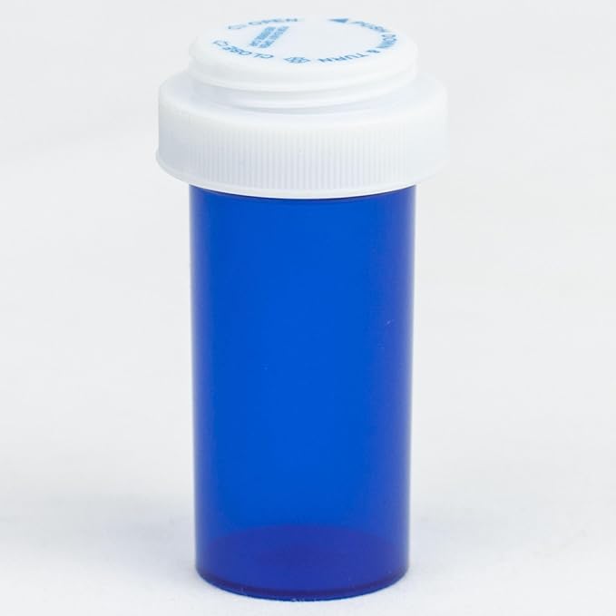 Five Star Supplies Plastic Pill Bottles - Reversible Cap Easy Open & Child Resistant - Pill Container Prescription Vial - Easy Open/Push N Turn (Blue, 13 DRAM 275 ct.)