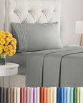 Twin Size 3 Piece Sheet Set - Extra Soft, Breathable & Cooling Sheets - Hotel Luxury Durable Bed Sheets for Women & Men - Deep Pockets, Easy-Fit & Wrinkle-Free Sheets - Slate Grey Oeko-Tex Bed Sheets