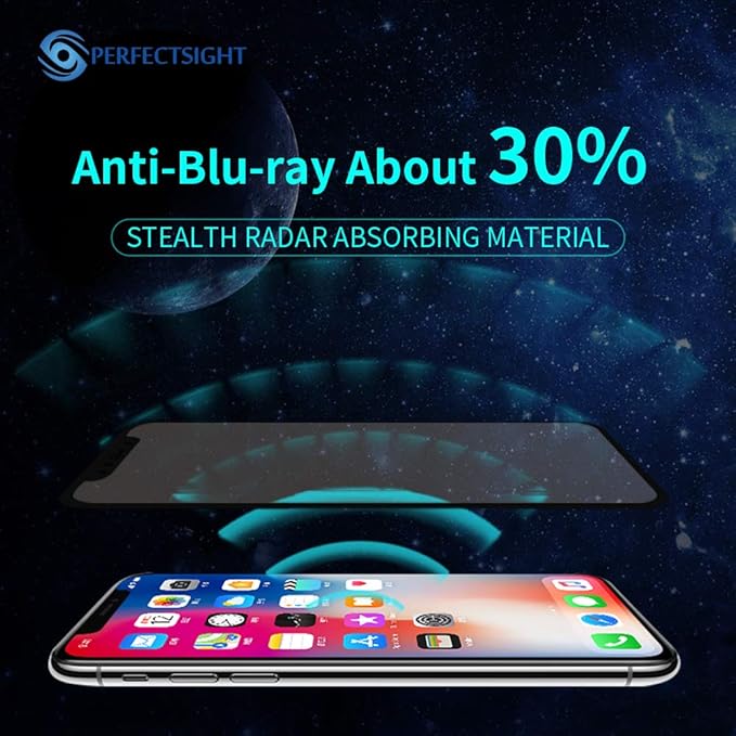 PERFECTSIGHT Blue Light Tempered Glass Screen Protector compatible with iPhone 11 Pro Max 2019, iPhone Xs Max 2018 6.5 inch, HD Anti Fingerprint 2X Stronger Alignment Frame Easy Installation