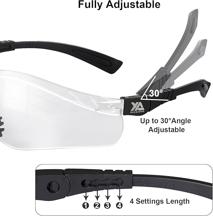 xaegistac Shooting Glasses Anti-fog Shooting Range Eye Protection, Adjustable Safety Glasses with Zipper Hard Case