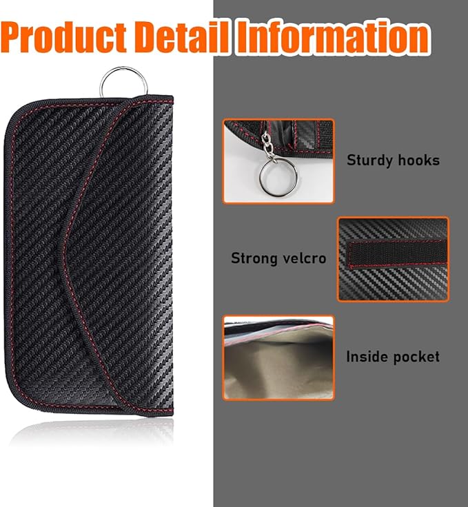 Faraday Pouch for Car Keys, Signal Blocking RFID Faraday Bag Cage, Anti-Theft Key Fob Pouch Protector (Large)