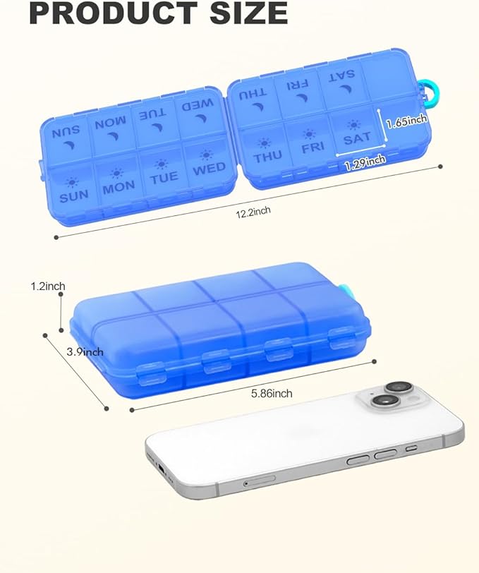 Pill Organizer Medicine Organizer Travel Essentials - Travel Pill Case with Labels, Large Daily Medicine Dispenser