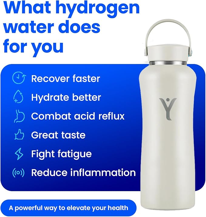 DYLN Hydrogen Water Bottle | Create Hydrating Alkaline Hydrogen-Rich Water Up to 9 pH | Vacuum Insulated Stainless Steel Water Bottle | Keeps Water Cold for 24 Hours
