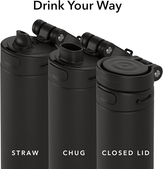 Hidrate Spark PRO 2 21 oz Straw – Smart Hydration Bottle with Clinically Accurate Water Tracking & Extended Battery Life – Syncs with Apple Health, Fitbit, Smart Rings & Watches - Black