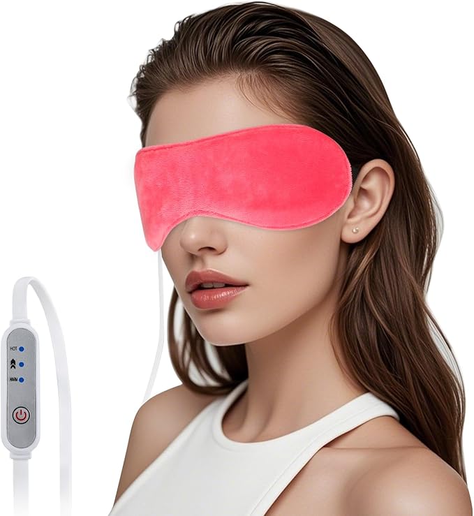 Heated Eye Mask, Graphene USB Warm Compress for Dry Eyes, Blepharitis, Stye and MGD Relief, 3 Temperature Levels with Washable Cover, Adjustable Strap