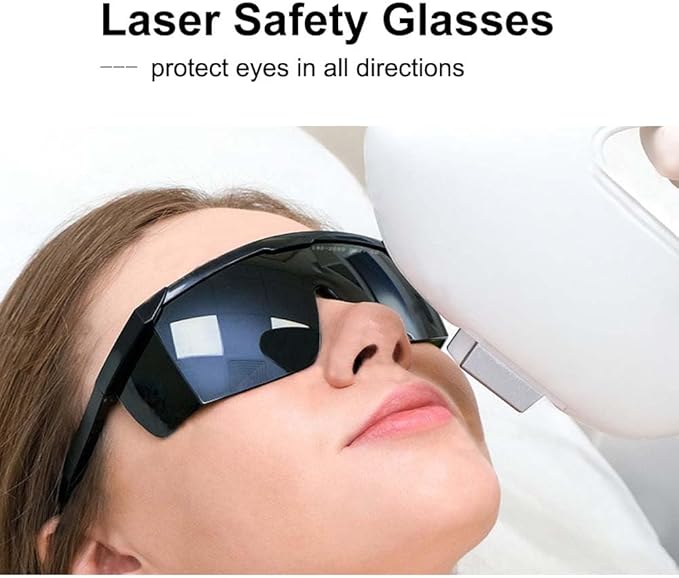 IPL190nm to 2000nm Laser Safety Glasses , UV Blocking Laser Glasses Eye Protection Protective Goggles Eyewear for Hair Removal Treatment and Laser Cosmetology Operator Eye Protection Adjustable Temple