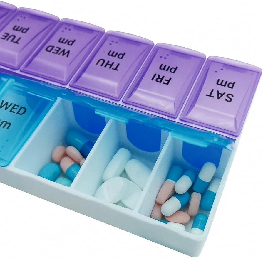 7-Day AM PM Large Pill Container, 2 Times a Day, Convenient Travel Pill Organizer and Planner, Portable 7-Day Medicine Organizer Box with 14 Compartments for Home, Travel, Office, BPA-Free