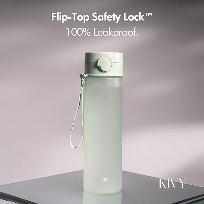 KIVY Tritan Water Bottle 32oz [WITH FLIP LID] - Reusable & Slim Waterbottle for Travel, Gym & School - For Women & Men - Dishwasher Safe - Skinny Leak Proof & Lightweight Bottle - BPA Free