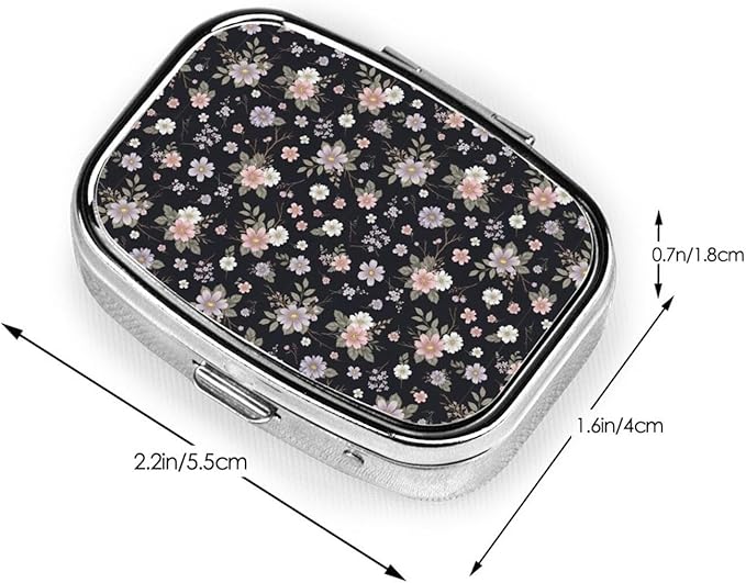 Pill Box Small Pill Case for Purse Pocket, Cute Medicine Organizer Travel Pill Box Vintage Pink Rose Flowers Floral, Portable Pill Container Holder for Vitamins, Fish Oil and Supplements