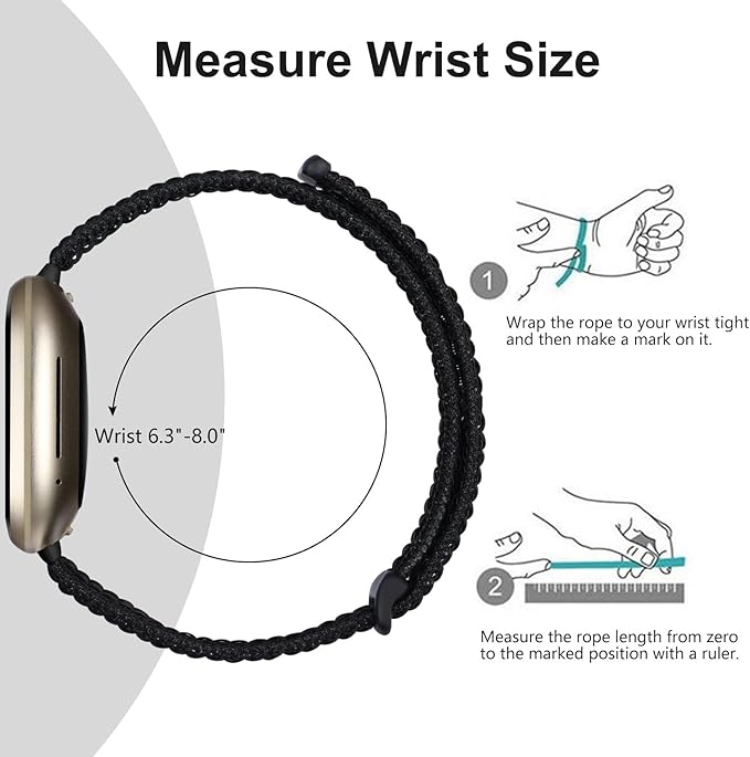 Getino Compatible with Fitbit Versa 3/Fitbit Versa 4 /Fitbit Sense/Sense 2 Bands for Women Men, Adjustable Stretchy Nylon Band Sport Loop Strap for Fitbit Sense/Versa 3 Wristbands Accessory, Black
