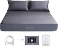 Grounding Sheets Twin Grounding Fitted Sheet Silver Fiber Grounded Bed Sheets Cotton Earth Sheet with Cord (39"x75"x14",Grey)