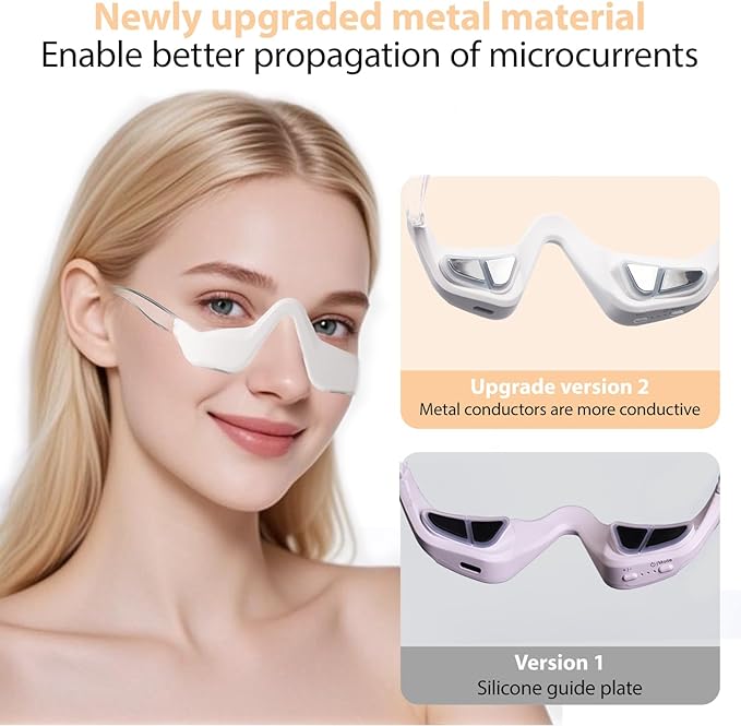 Under Eye Light Therapy Device, Red Light Therapy Glasses, 3 Modes Microcurrent Eye Massager, Red Light Eye Mask for Eye Bags Dark Circles Puffiness Wrinkles Fine Lines
