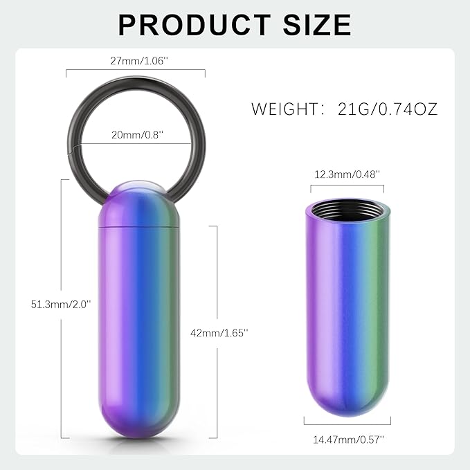 Small Pill Case Keychain Portable Pill Container Waterproof Titanium Pocket Pill Organizer, Tiny Pill Holder Bottle for Travel