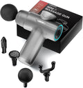 Mini Massage Gun, Deep Tissue Relief, 6 Speeds, 4 Heads, Portable for Travel, Office & Home, Gift for Men & Women (Gray)