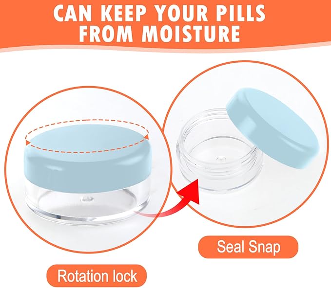 6 Pcs Small Pill Box Mini Pill Organizer Box Travel Pills Cases Holder Portable Daily Pills Container BPA Free Pocket Medicines Storage Container for Purse Pocket Briefcase (3 x 1.5 cm)