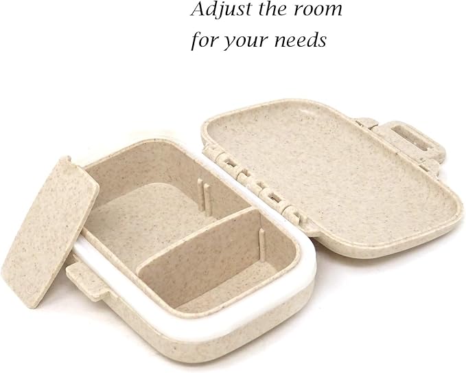 Honbay Vitamin Organizer Box Portable Travel Pill Case Healthy Eco-Friendly Wheat Straw Small Pill Box (Primary Color)
