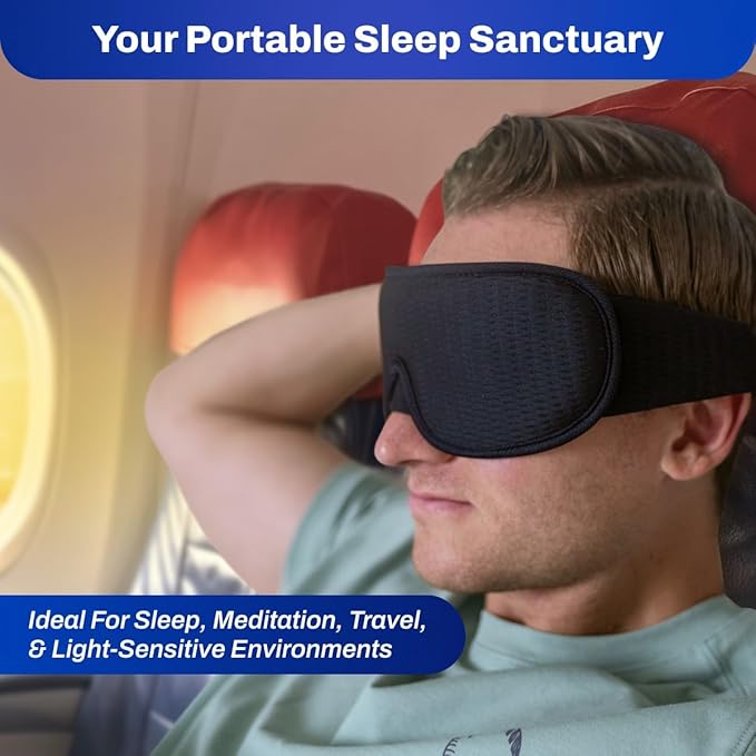 DefenderShield EMF Radiation Protection Sleep Eye Mask - Blackout Molded Design Blocks Out Light & EMF Emissions - Sleep Yoga Travel