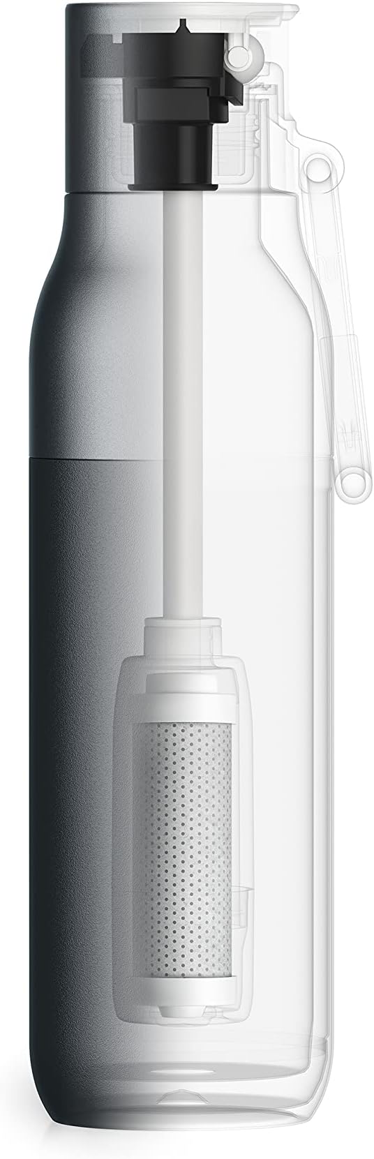LARQ Bottle Filtered - Insulated Stainless Steel Water Bottle BPA Free with Nano Zero technology and long-lasting filters, Obsidian Black, 17oz
