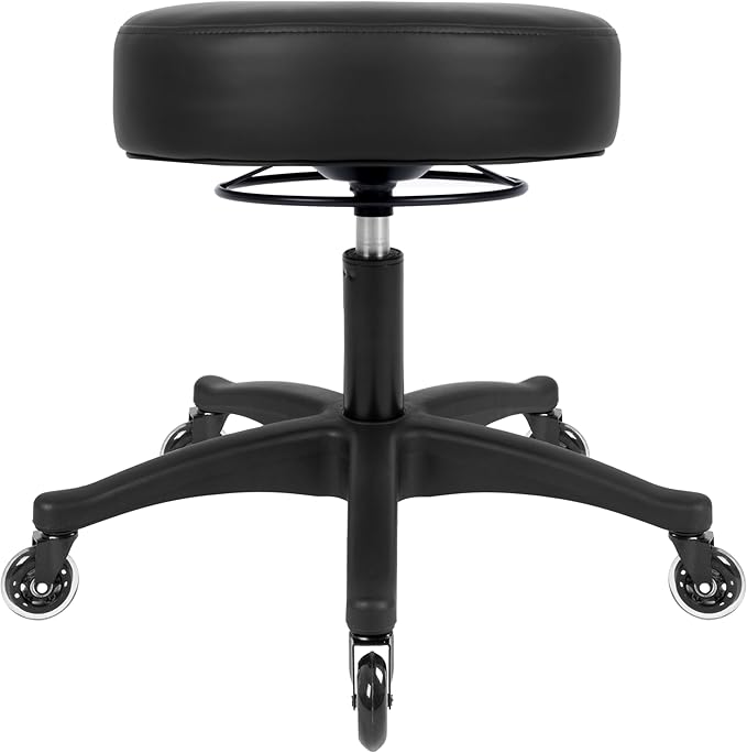 TAKE UR SEAT® All-Purpose Stools with Adjustable Seat and Easy Clean Performance Fabrics for Cleanroom Lab Medical Office Classroom Shop Garage Spa Massage Tattoo(Blade Wheels) (15" Black)
