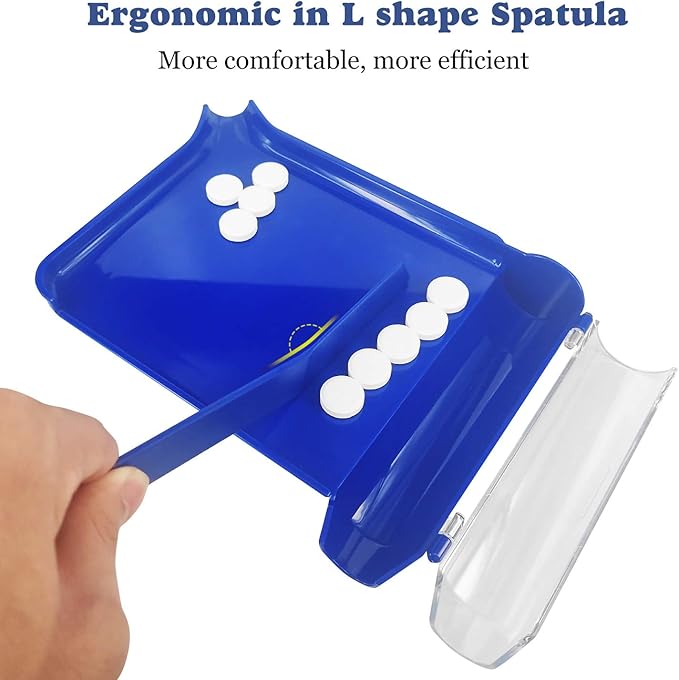 Medarchitect Left Hand Pill Counter Tray with Spatula (Blue)
