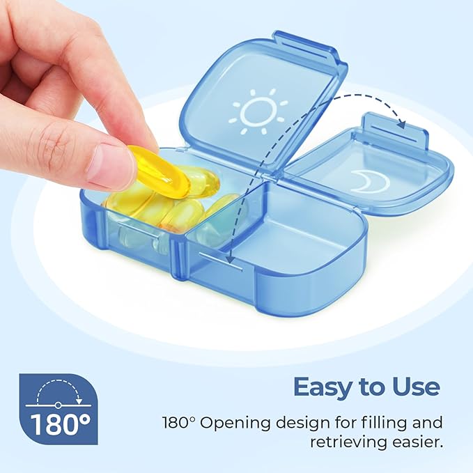 AUVON XL Weekly Pill Organizer 2 Times a Day, AM PM Pill Case with One-Side Large Opening for Easy to Use, Pill Box 7 Day Travel Medication Organizer for Medications, Vitamins, Fish Oils, Supplements