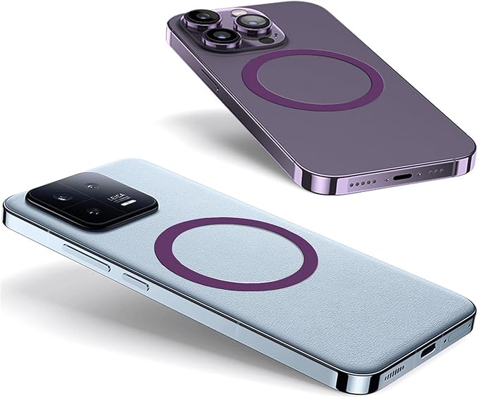 TENOC Universal Metal Ring Sticker for Magnetic Charger Compatible with iPhone/Samsung/Android All Cellphones, Magnetic Mount/Phone Holder Conversion Accessories, 3Pcs, Purple