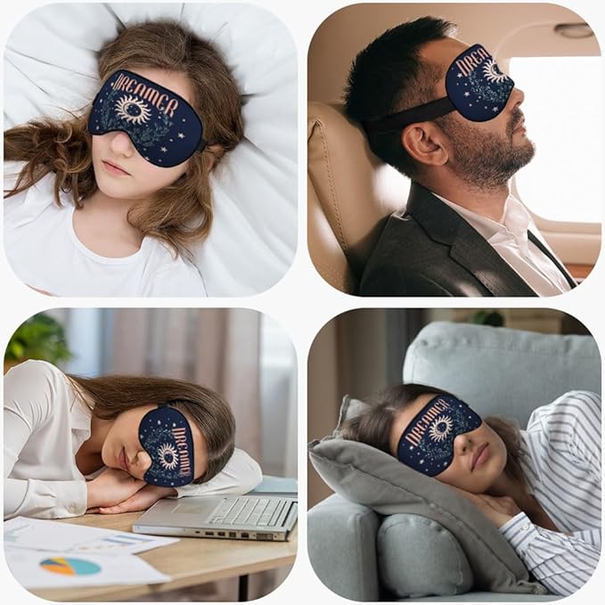 Dreamer Silk Sleep Mask with Adjustable Strap for Travel, Nap, Shift Work, Office - Dark Blue
