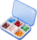 Portable Pill Organizer - Slim Pill Box for Purse or Travel, Compact Pill Case(6 Compartment,Blue)