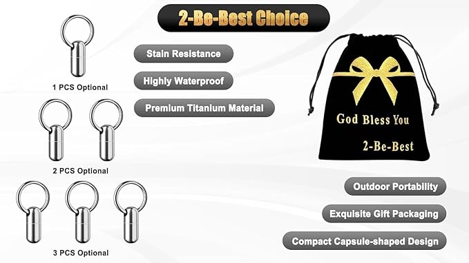 2-Be-Best Pill Holder with Keychain, Titanium Alloy Pill Container Keychain Waterproof Pill Case Portable Keychains Pill Holder Single Pill Case Pill Box for Travel Outdoor Gift Pills Container