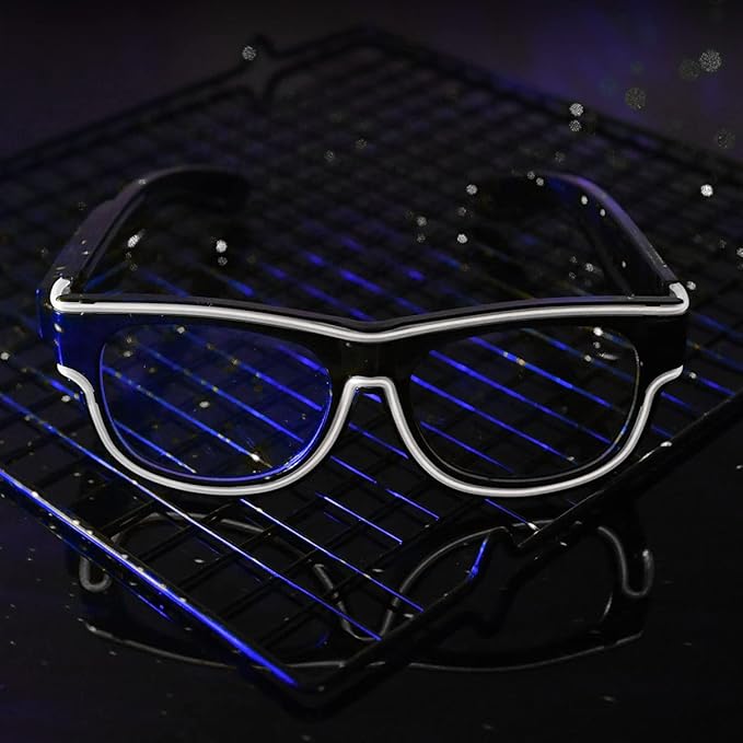 Ainiv Wireless Light Up Glasses 3 Modes LED Luminous Glasses Glow in the Dark for Parties, DJ, EDM, Halloween, Christmas