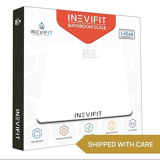INEVIFIT Bathroom Scale, Highly Accurate Digital Bathroom Body Scale, Precisely Measures Weight up to 400 lbs